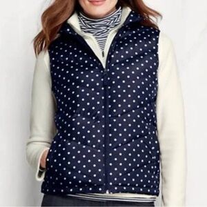 Lands' End Dark Blue Puffer Navy Polka Dot Vest XL/18